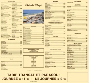 Menu Plage